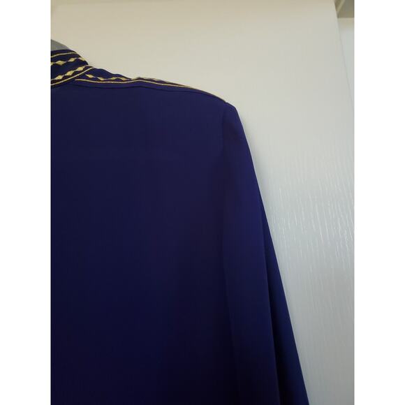 Vintage 70s Wilroy Purple Gold Embroidered Sheer Silky Statement Blouse, Size 6 - Picture 11 of 14